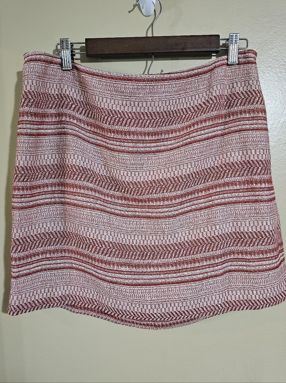 Banana Republic Red Ivory Woven Cotton Stripe Mini Skirt Size 14 Coastal Preppy